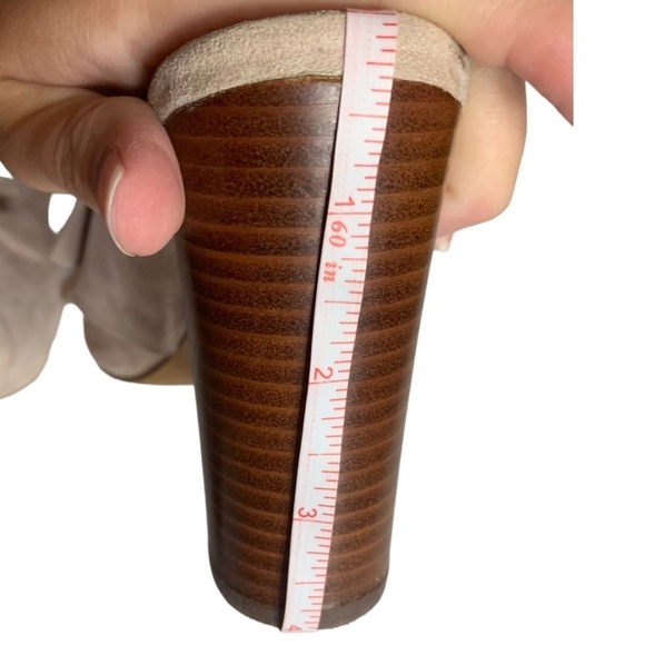 Avec Les  Filles Mallory Nude Peep Toe Ruffle Heel Mules Size 7.5 Shoes - Picture 4 of 15